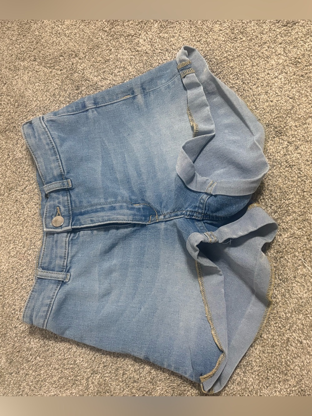 Divided Light Blue Ruffle Hem Denim Shorts
